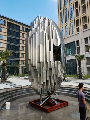 Large Stainless Steel Sculpture Mirror Brushed Surface Mirror Polished Stainless Steel