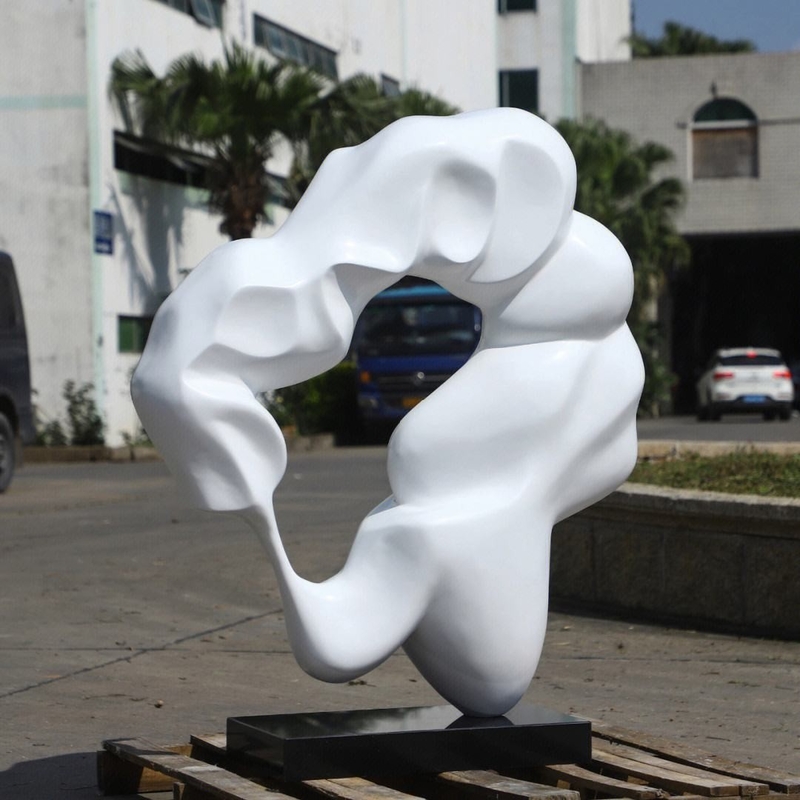 White Colour Paint Abstract Art Sculpture Made Of EPS Materials Polishing Surface